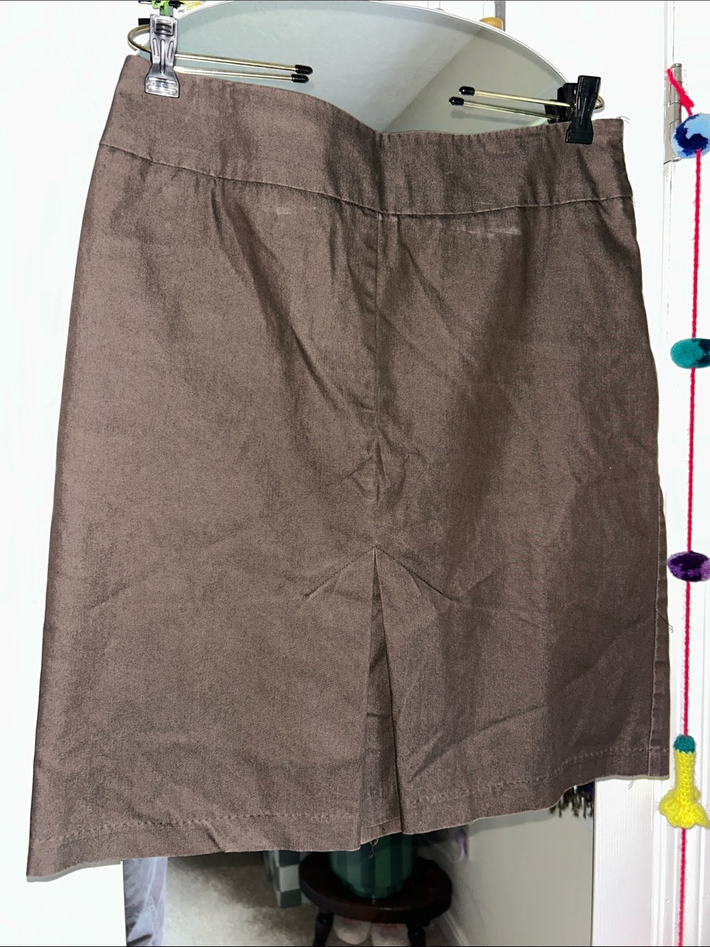 New York & Company Brown Pencil Skirt with Center Back Vent
